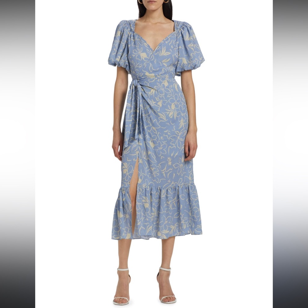 Astr the label Modena Floral Print Side tie Ruffle Maxi dress